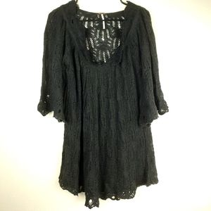 Free People Black Lace Crochet boho dress mini